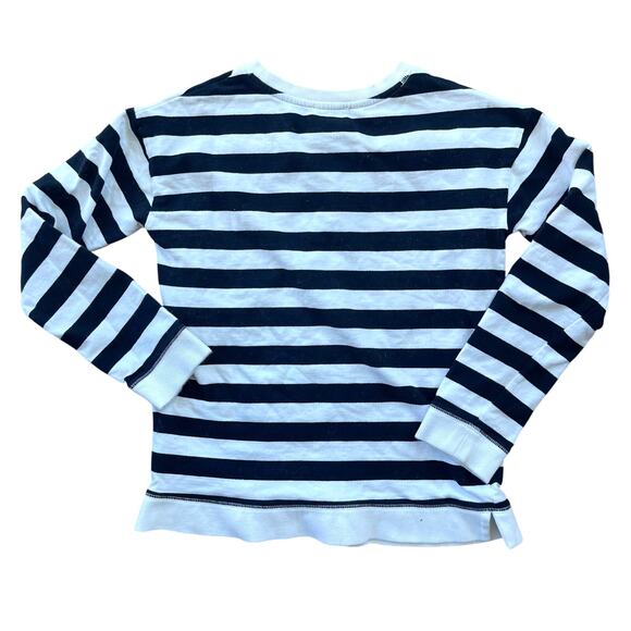Kate Spade Black White Striped French Terry Long Sleeve Top Gold Kids Size 14 - Picture 2 of 9
